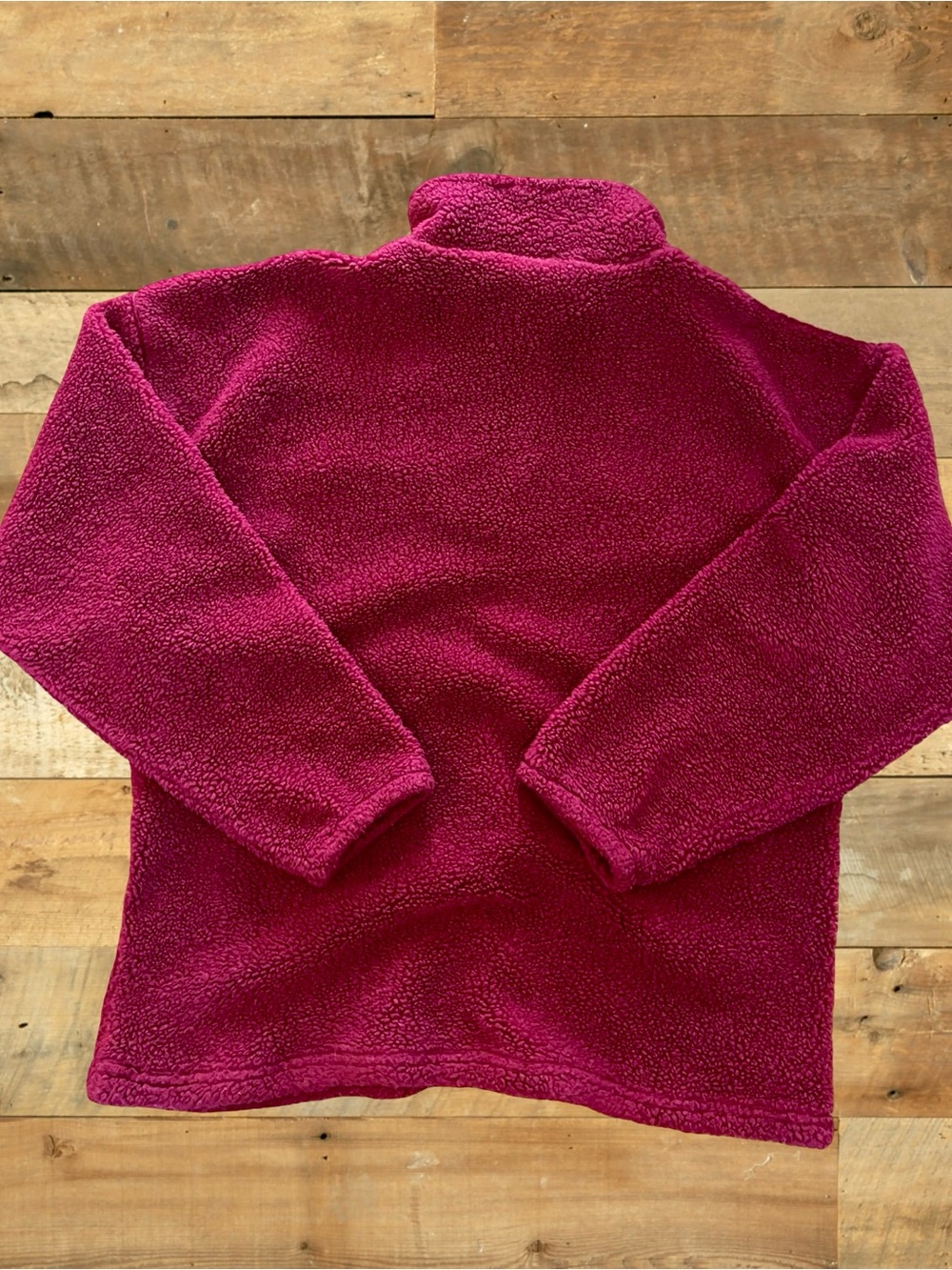 Magenta Vintage Sherpa Fleece Quarter Zip Pullover Made in Canada Fits L - Picture 3 of 13